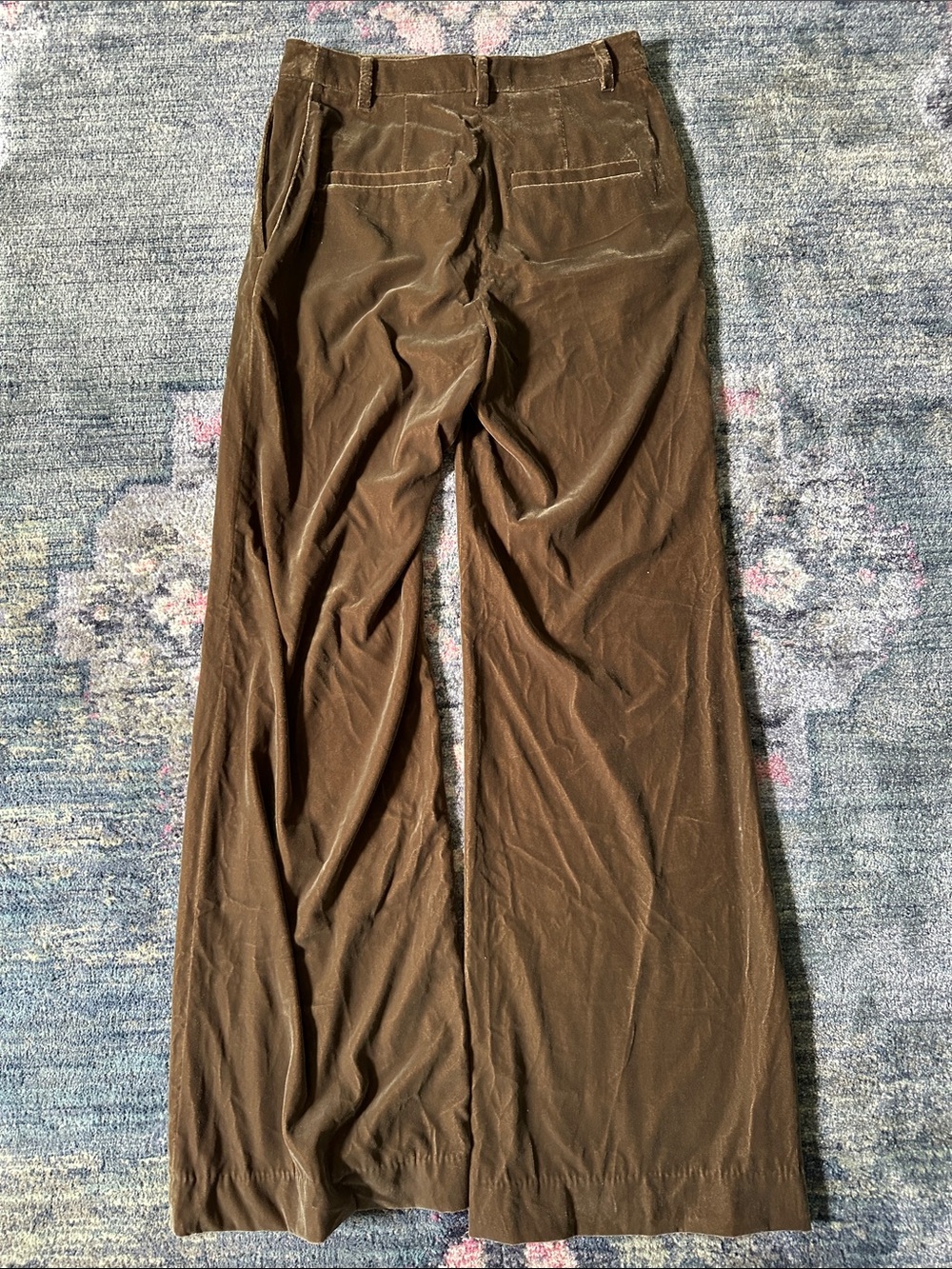 H&M Brown Velvet Wide-Leg Pants NWT Size 4 Women’s Perfect for Fall - Picture 5 of 7